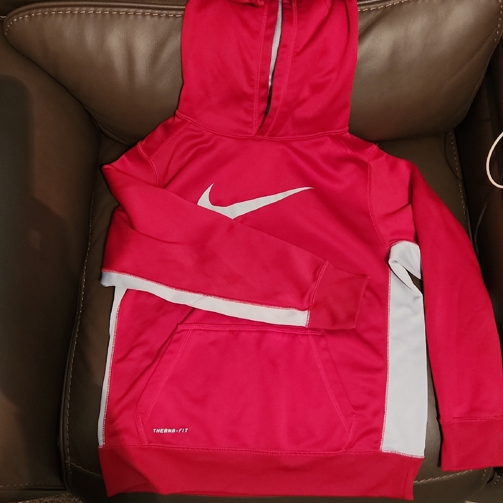 Nike Red and White Hoodie